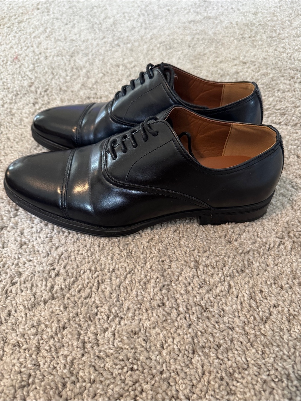 Nine West Black Leather Cap-Toe Derby Dress Shoes